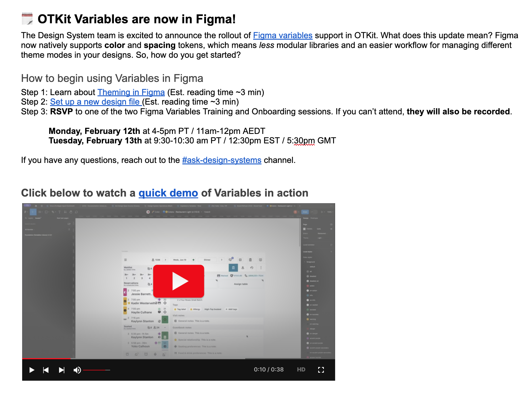 Screenshot of the OTKit system newsletter