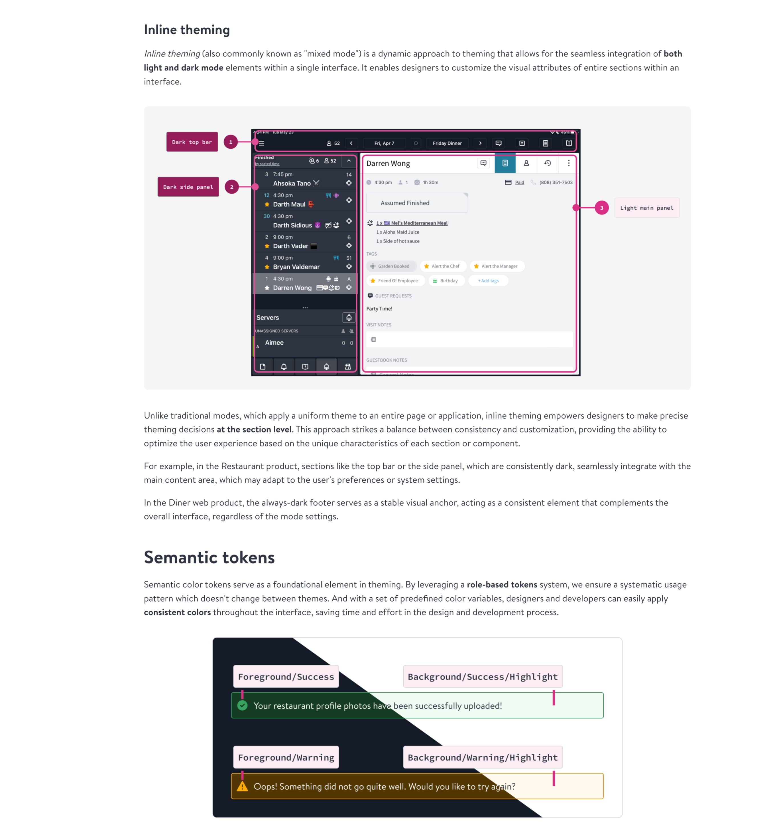 Semantic color token architecture