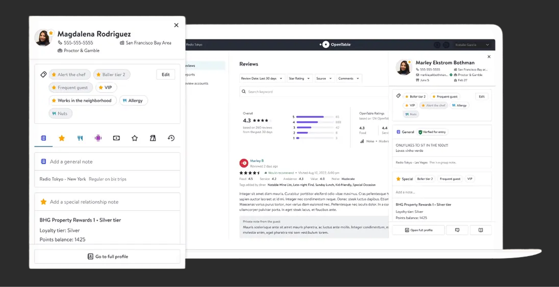 Screenshot of the redesigned Guest Profile component in the Back of House web view